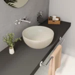 Vitra Outline Recycled Çanak Lavabo Yuvarlak, 41x41 cm Armatür Deliksiz, Su Taşma Deliksiz, Mat Bej - Görsel 7