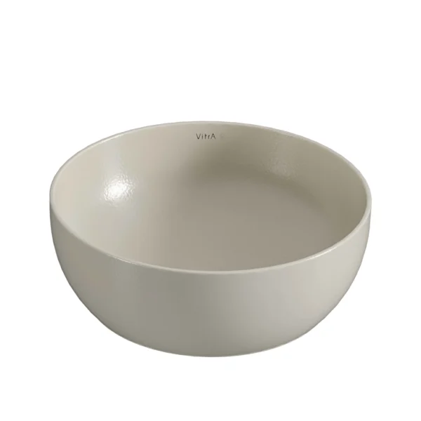 Vitra Outline Recycled Çanak Lavabo Yuvarlak, 41x41 cm Armatür Deliksiz, Su Taşma Deliksiz, Mat Bej