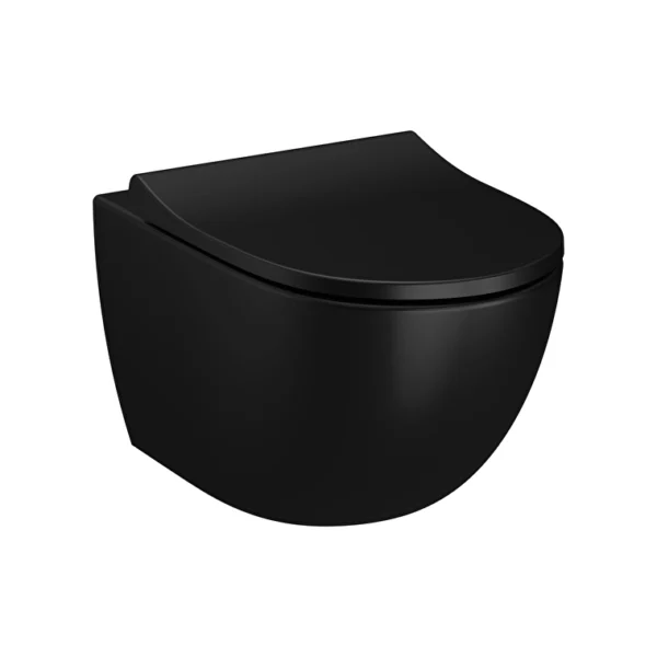 Vitra Sento Asma Klozet Rim-ex, Gizli Montajlı, Kompakt, 50 cm Taharet Borulu, Taharet Borusu Girişi Sıva Altı Uygulamalı, Mat Siyah