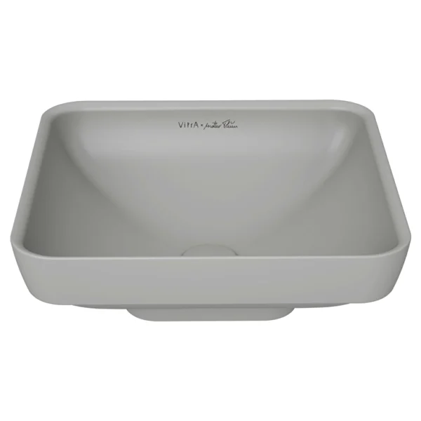 Vitra Water Jewels Çanak Lavabo Kare, Kompakt, 40x39 cm Armatür Deliksiz, Su Taşma Deliksiz, Mat Taş Gri