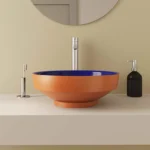 Vitra Water Jewels Çanak Lavabo Yuvarlak, Kompakt, 40x40 cm Armatür Deliksiz, Su Taşma Deliksiz, Clean, Terrarosa-Mavi - Görsel 5