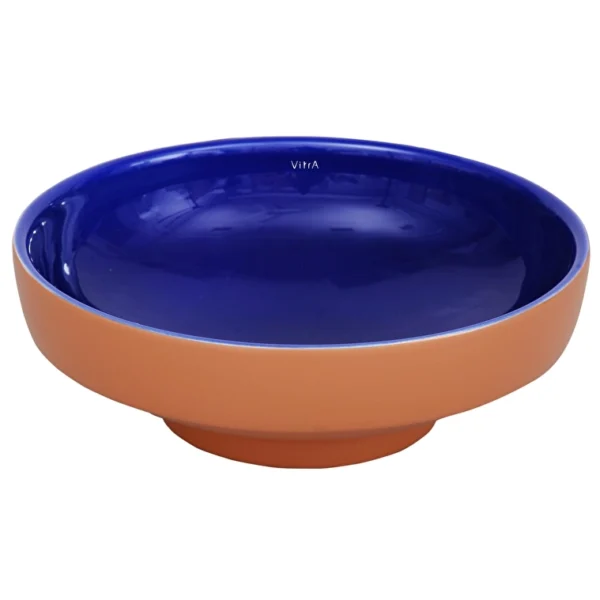 Vitra Water Jewels Çanak Lavabo Yuvarlak, Kompakt, 40x40 cm Armatür Deliksiz, Su Taşma Deliksiz, Clean, Terrarosa-Mavi