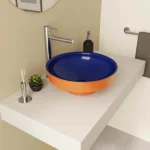 Vitra Water Jewels Çanak Lavabo Yuvarlak, Kompakt, 40x40 cm Armatür Deliksiz, Su Taşma Deliksiz, Clean, Terrarosa-Mavi - Görsel 8