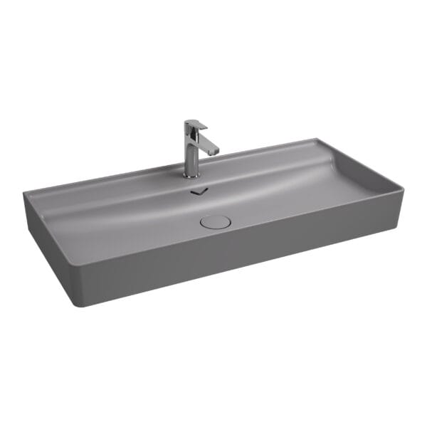 Isvea Vea Tezgah Üstü Lavabo 101 cm, Taş Gri