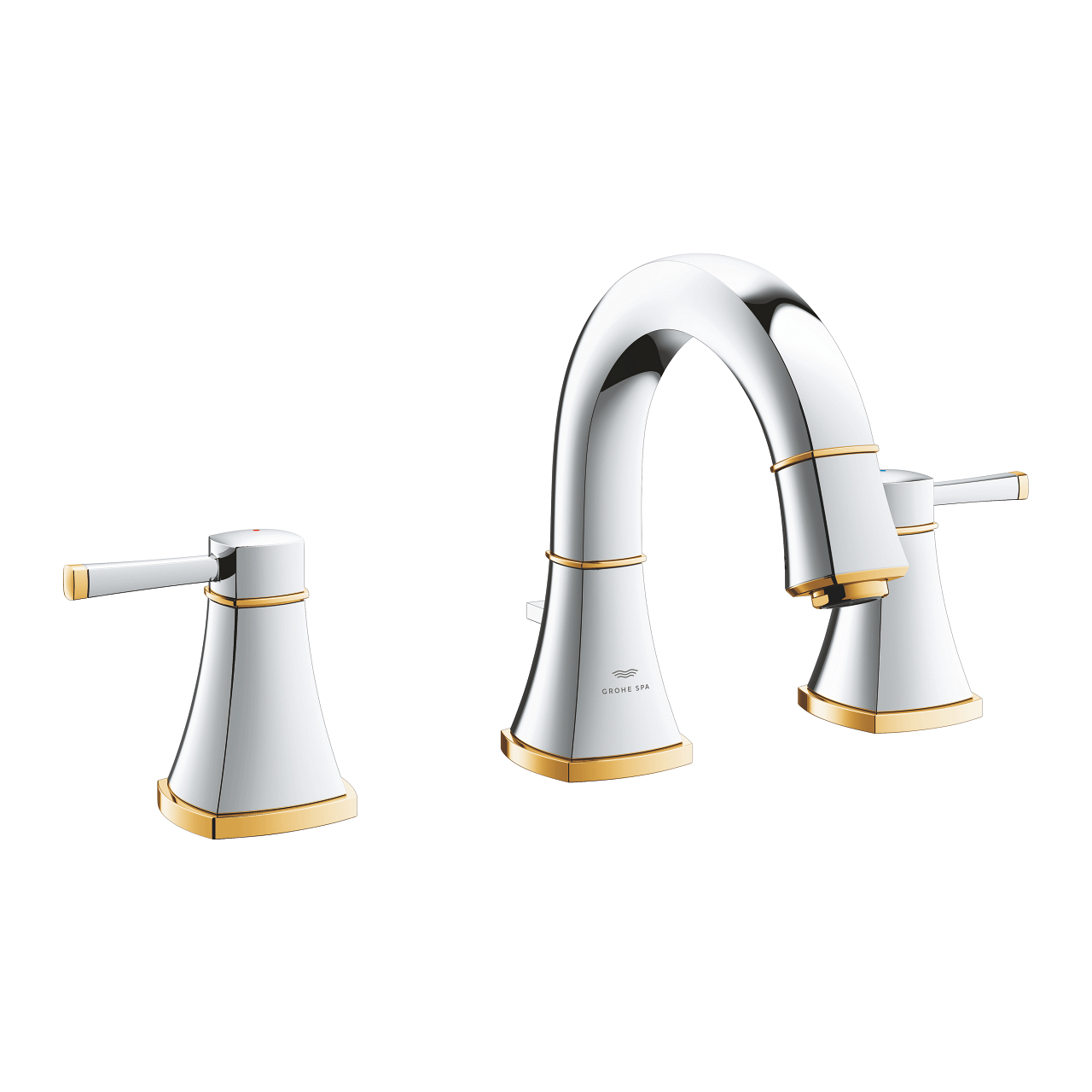 20624IG0.jpg Grohe Grandera 3 Delikli Lavabo Bataryası 1/2″ M-Boyut, Krom/Altın - Görsel 1
