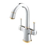Grohe Grandera Tek Delikli Lavabo Bataryası 1/2″ L-Boyut, Krom/Altın - Görsel 2
