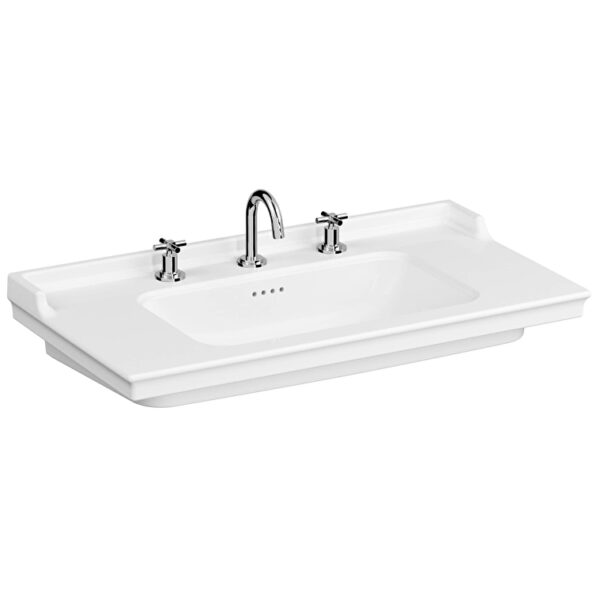 Vitra Valarte Etajerli Lavabo 100x53 cm, Üç Armatür Delikli, Beyaz