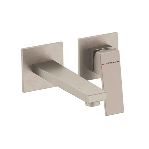 Vitra Minimax Square Ankastre Lavabo Bataryası, Kısa (Sıva Üstü Grubu), Fırçalı Nikel