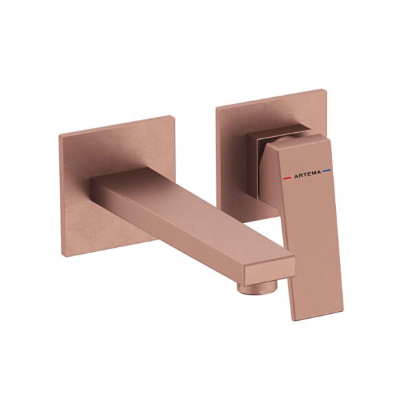 Vitra Minimax Square Ankastre Lavabo Bataryası, Uzun (Sıva Üstü Grubu), Fırçalı Bakır