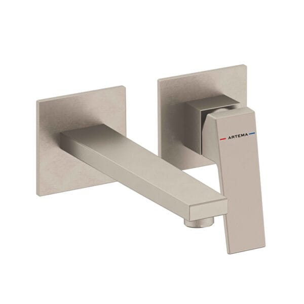 Vitra Minimax Square Ankastre Lavabo Bataryası, Uzun (Sıva Üstü Grubu), Fırçalı Nikel