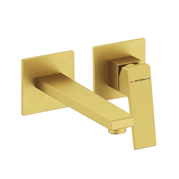 Vitra Minimax Square Ankastre Lavabo Bataryası, Uzun (Sıva Üstü Grubu), Fırçalı Altın