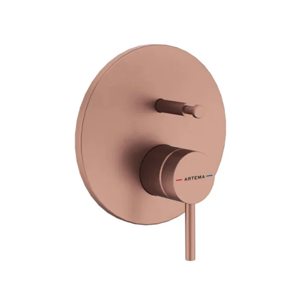 Vitra Minimax Round Ankastre Mekanik Banyo Bataryası, Minibox, Fırçalı Bakır