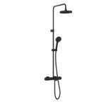 Vitra Base Round 200 Termostatik Banyo Bataryalı Duş Sistemi, Mat Siyah