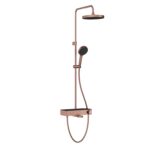 Vitra Core Round 250 Termostatik Banyo Bataryalı Duş Sistemi, Fırçalı Bakır
