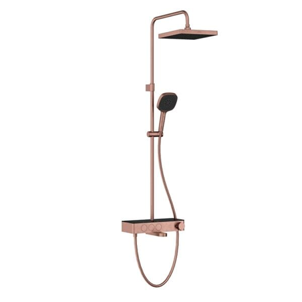Vitra Core Square 250 Termostatik Banyo Bataryalı Duş Sistemi, Fırçalı Bakır