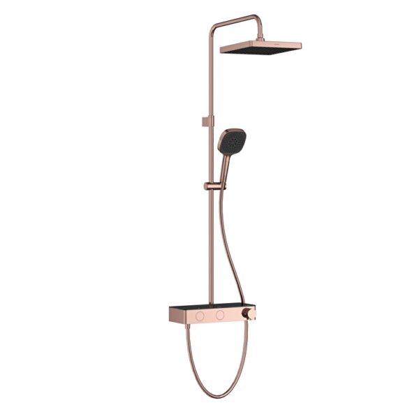 Vitra Core Square 250 Termostatik Duş Bataryalı Duş Sistem, Soft Bakır