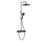 Vitra Core Square 250 Termostatik Duş Bataryalı Duş Sistem, Parlak Siyah
