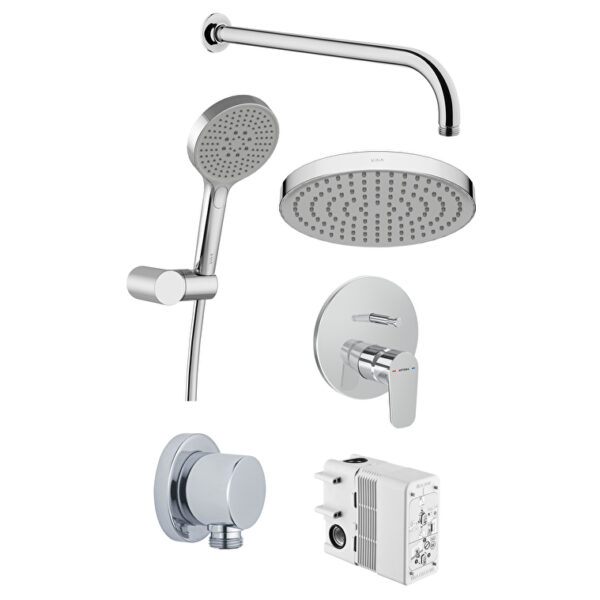 Vitra Flow Round Alternatif Ankastre Banyo Seti (A43182, A41949, A45907, A45904, A45652, A45223), Krom