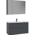 Orka Messina Banyo Dolabı Takımı, 100 cm, Mat Antrasit, Ayna Dolaplı