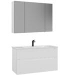 Orka Messina Banyo Dolabı Takımı, 100 cm, Mat Beyaz, Ayna Dolaplı