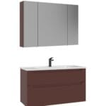 Orka Messina Banyo Dolabı Takımı, 100 cm, Mat Kırmızı, Ayna Dolaplı