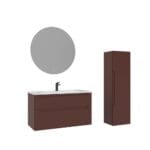 Orka Messina Banyo Dolabı Takımı, 100 cm, Mat Kırmızı, Led Aynalı