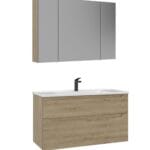 Orka Messina Banyo Dolabı Takımı, 100 cm, Meşe, Ayna Dolaplı