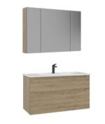 Orka Messina Banyo Dolabı Takımı, 100 cm, Meşe, Ayna Dolaplı