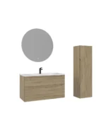 Orka Messina Banyo Dolabı Takımı, 100 cm, Meşe, Led Aynalı