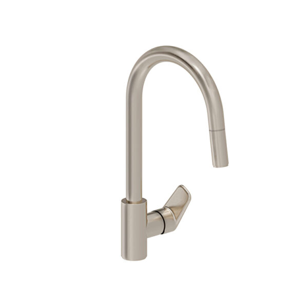 Vitra Flow Soft Eviye Bataryası (C-Tip, Pull-Out), Fırçalı Nikel