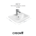 Creavit Key Köşeli Lavabo 36x45 cm Beyaz