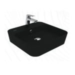 Creavit Loop Kare Masa Üstü İnce Çanak Lavabo 45 cm Extra Kömür Karası