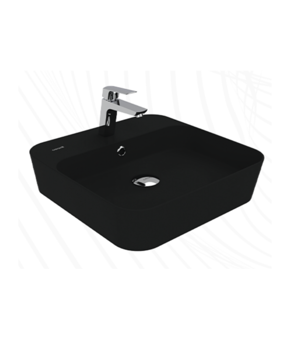 Creavit Loop Kare Masa Üstü İnce Çanak Lavabo 45 cm Extra Kömür Karası