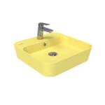 Creavit Loop Kare Masa Üstü İnce Çanak Lavabo 45 cm Extra Limon Çiçeği