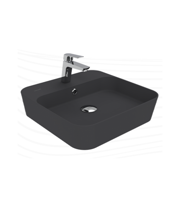 Creavit Loop Kare Masa Üstü İnce Çanak Lavabo 45 cm Extra Mat Antrasit