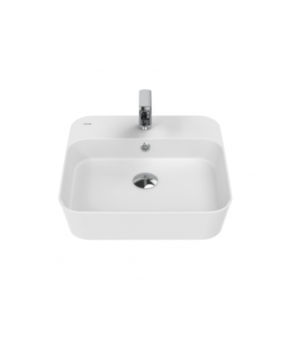 Creavit Loop Kare Masa Üstü İnce Çanak Lavabo 45 cm Extra Mat Beyaz