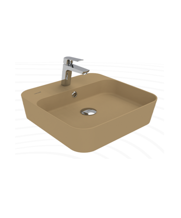 Creavit Loop Kare Masa Üstü İnce Çanak Lavabo 45 cm Extra Mat Cappuccino