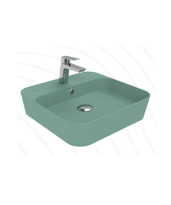 Creavit Loop Kare Masa Üstü İnce Çanak Lavabo 45 cm Nil Yeşili