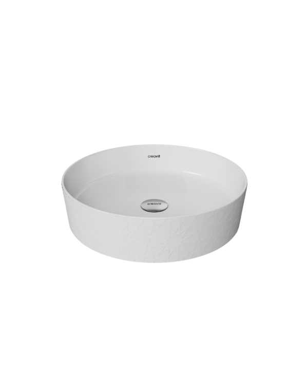 Creavit Loop Yuvarlak Masa Üstü Çanak Lavabo Ø40 cm Selçuklu Extra Beyaz