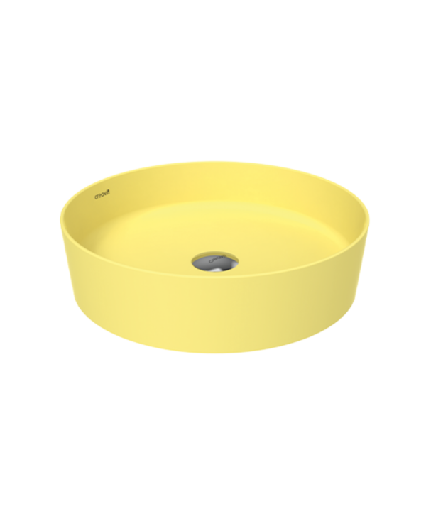 Creavit Loop Yuvarlak Masa Üstü Çanak Lavabo Ø45 cm Extra Limon Çiçeği