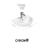 Creavit Oval Lavabo 40*50 cm Duvara Dayalı Beyaz