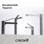Creavit Ritmo Lavabo Bataryası Metalik Gri BT.RT1500GR - Görsel 3