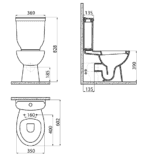 Creavit Sedef Duvara Dayalı Klozet 60 cm SD318-00CB00E-0000 - Görsel 2