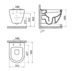 Creavit Terra Asma Klozet Kömür Karası TP325-00KK00E-0000 - Görsel 2