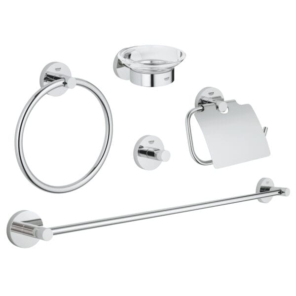 Grohe Essentials 5'İ Bir Arada Banyo Aksesuar Seti, Krom