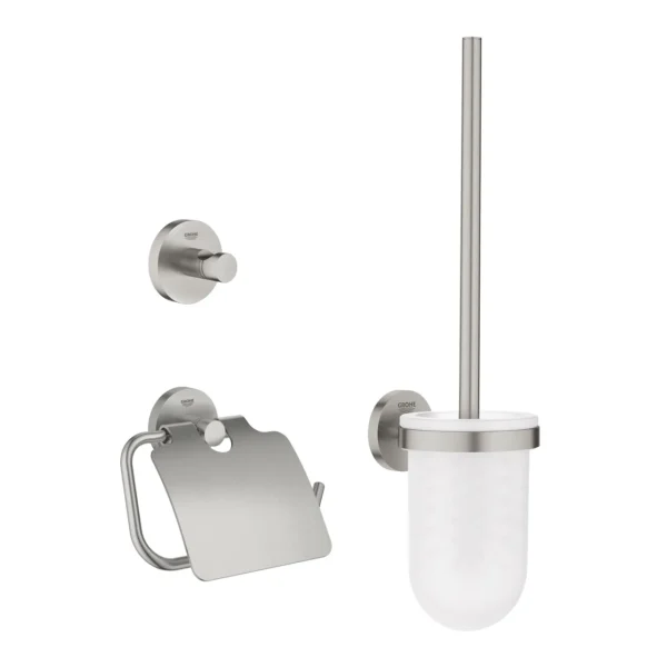 Grohe Essentials City 3'Ü 1 Arada Tuvalet Aksesuar Seti, Paslanmaz Çelik