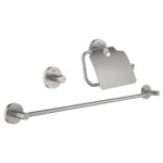 Grohe Essentials Guest 3'Ü 1 Arada Banyo Aksesuar Seti, Paslanmaz Çelik