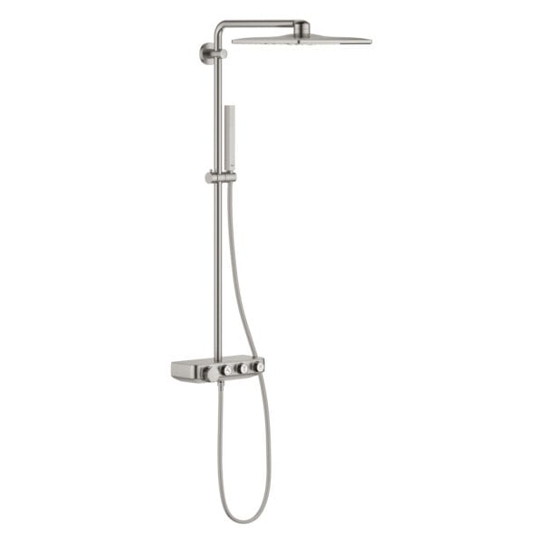 Grohe Euphoria SmartControl System 310 Cube Duvara Monte Termostatik Bataryalı Duş Sistemi, Paslanmaz Çelik