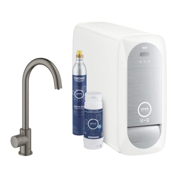 Grohe Grohe Blue Home C-Spout Starter Kit With Mono Faucet, Brushed Hard Graphite