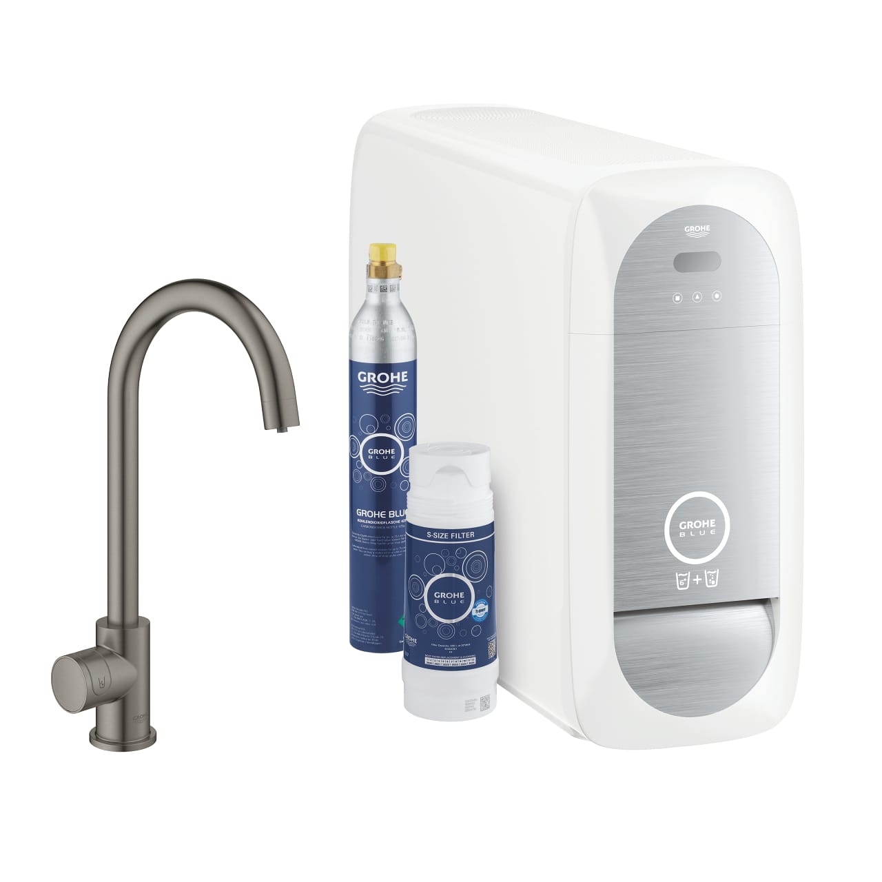 grohe-grohe-blue-home-c-spout-starter-kit-with-mono-faucet-brushed-hard-graphite.jpg Grohe Grohe Blue Home C-Spout Starter Kit With Mono Faucet, Brushed Hard Graphite - Görsel 1